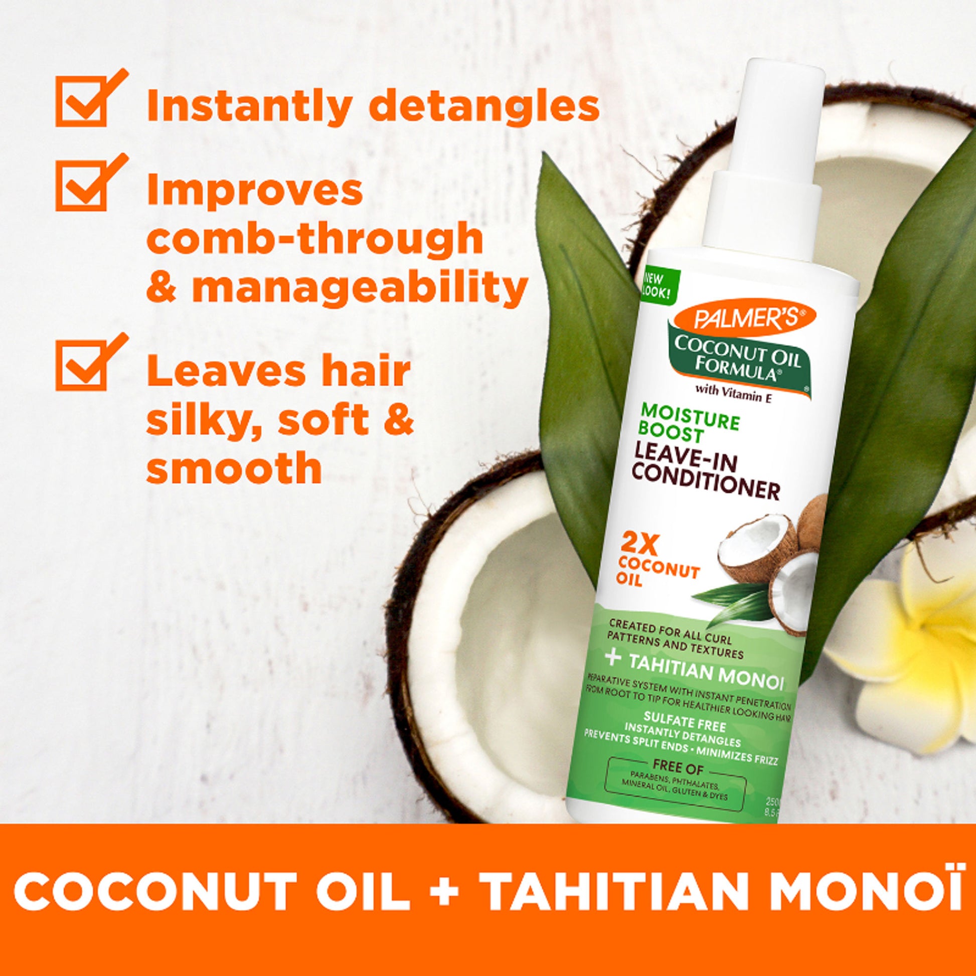 Palmer’S Coconut Oil Leave-In Conditioner For Moisture Boost & Minimized Frizz, Free Of Sulfates