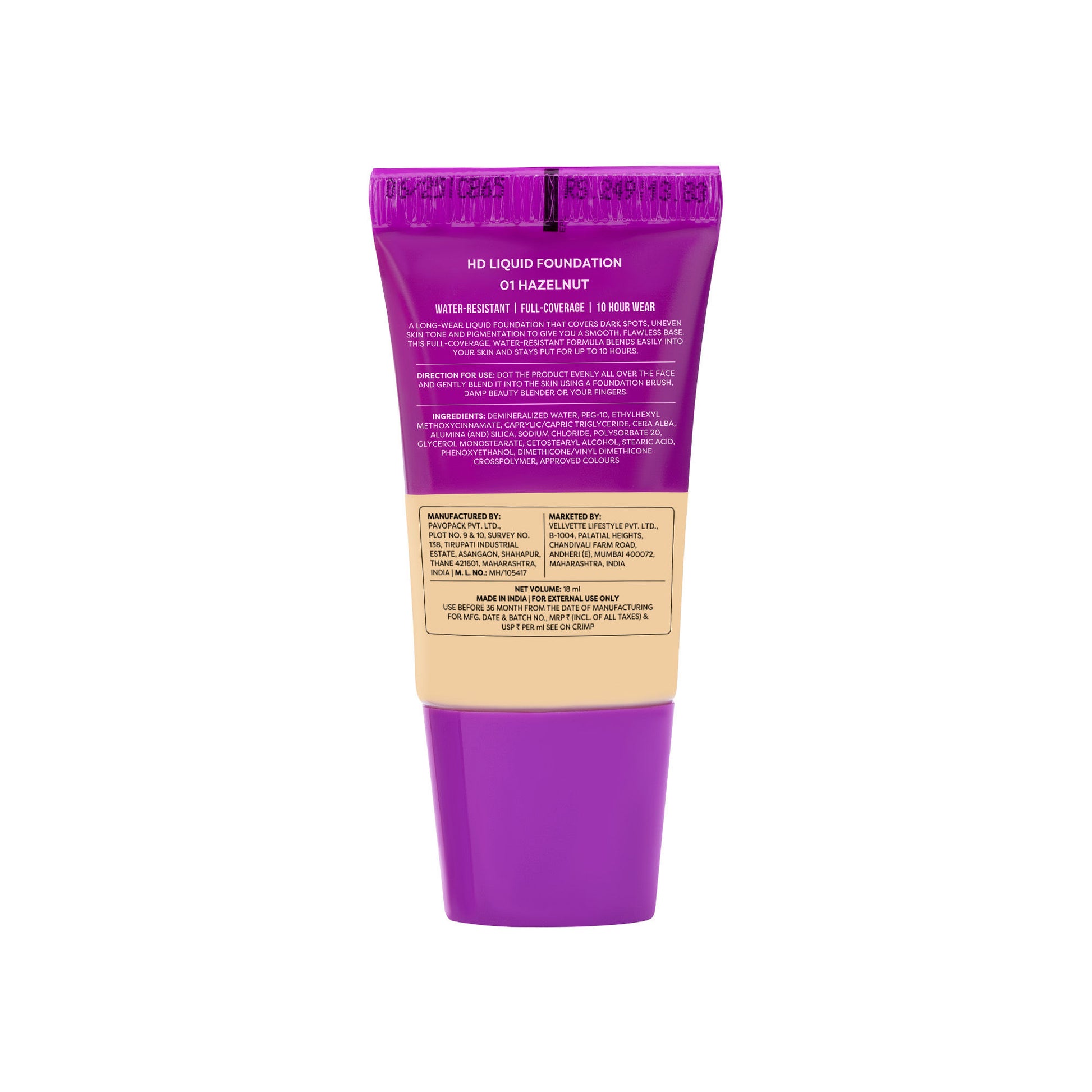 SUGAR POP HD Liquid Foundation - 01 Hazelnut