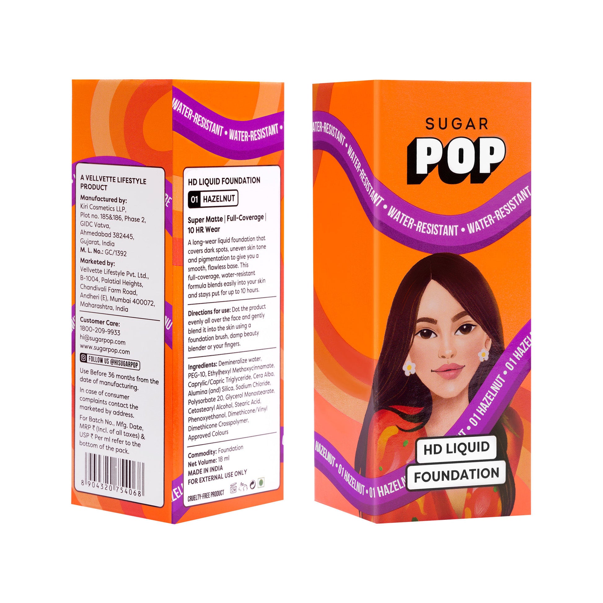 SUGAR POP HD Liquid Foundation - 01 Hazelnut