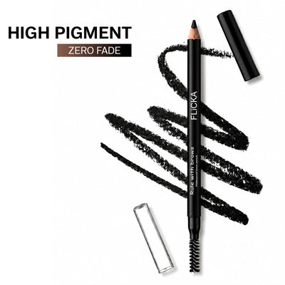 Flicka Rule With Brows Eyebrow Pencil Long Lasting Waterproof & Smudgeproof Buildable Color - Black