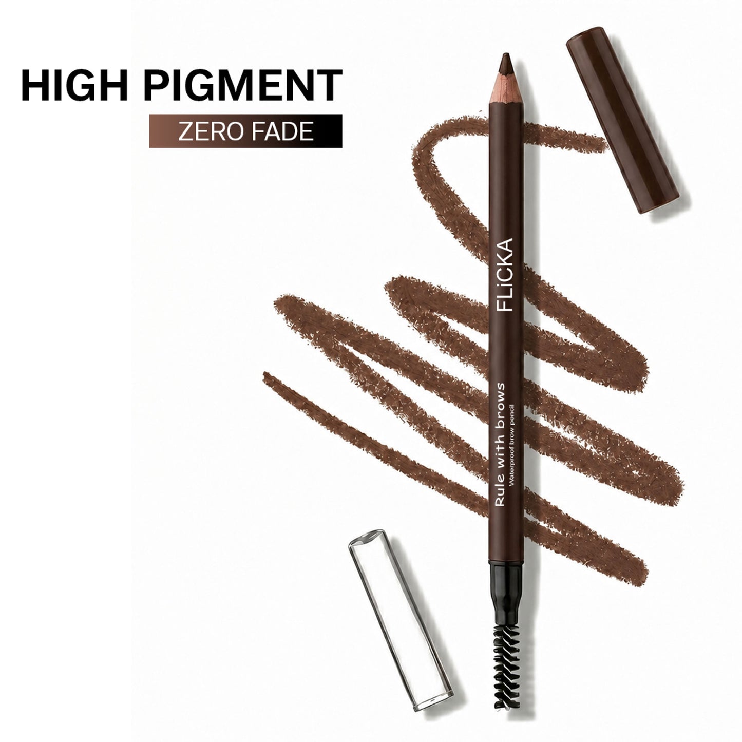 Flicka Rule With Brows Eyebrow Pencil Long Lasting Waterproof & Smudgeproof Buildable Color - Brown