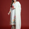 Dhiyona IE Floral Printed Linen Kurta With Trousers & Dupatta