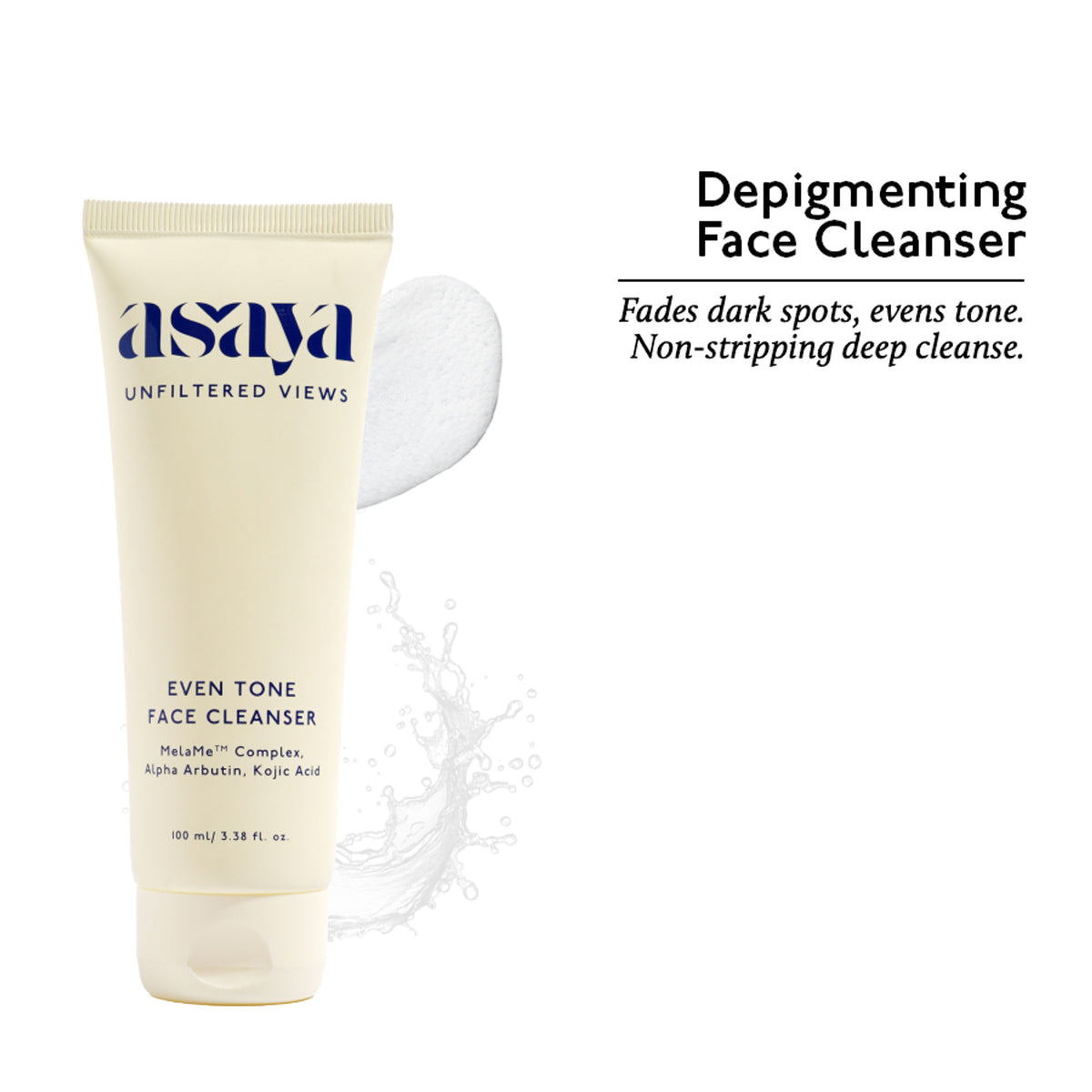 Asaya Dark Spot Even Tone Face Wash for Men & Women with MelaMe Complex, Kojic Acid & Alpha Arbutin