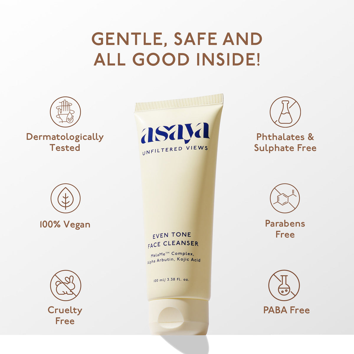 Asaya Dark Spot Even Tone Face Wash for Men & Women with MelaMe Complex, Kojic Acid & Alpha Arbutin