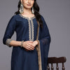 Indyancart VA Ethnic Motifs Embroidered Zari Kurta With Palazzos & Dupatta
