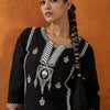 Dhiyona IE Floral Embroidered Notch Neck Thread Work Straight Kurta With Trousers