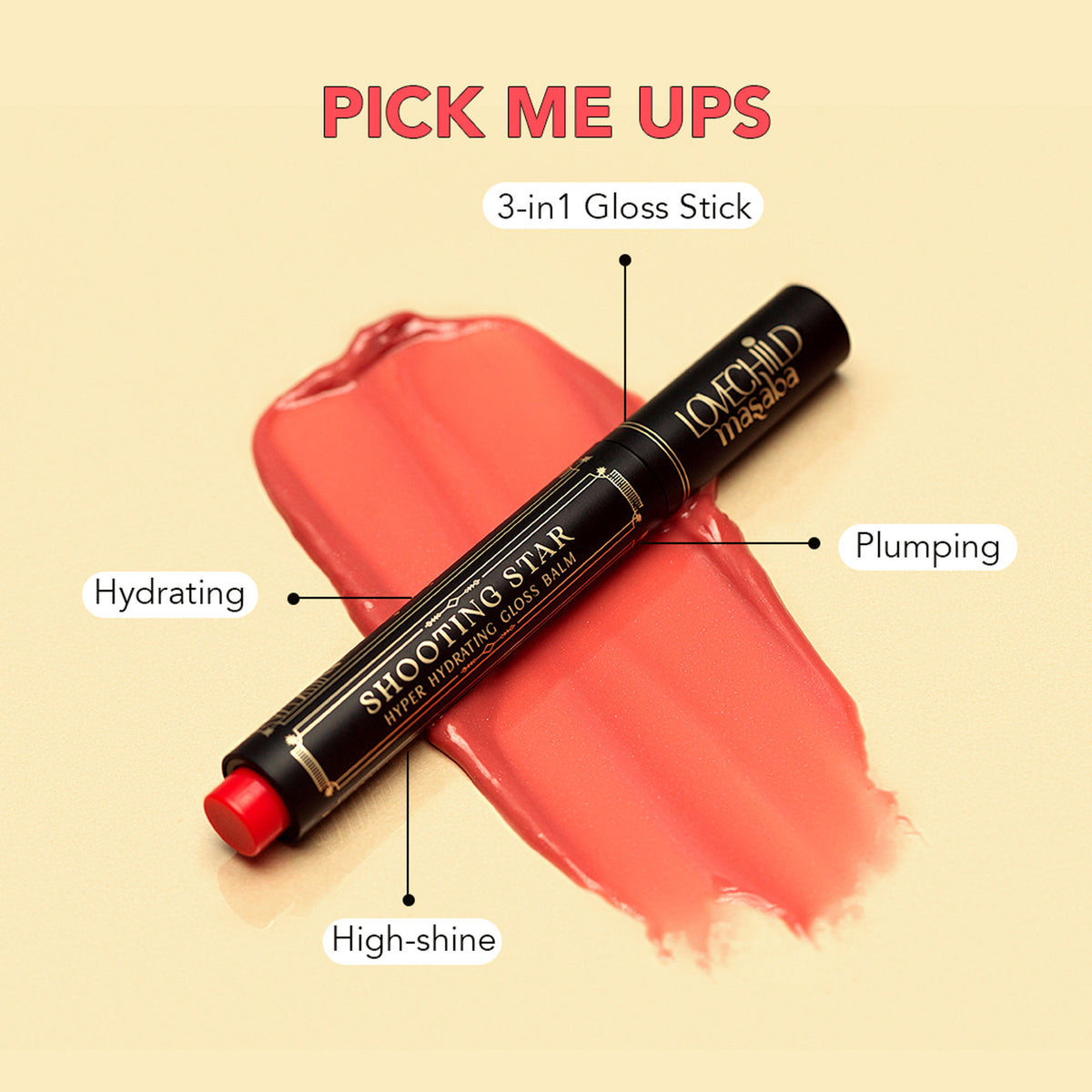 LoveChild Masaba Shooting Star Hyper Hydrating Gloss Balm, Enriched with Peptides, Shea Butter & Jojoba Oil - Melty Moon