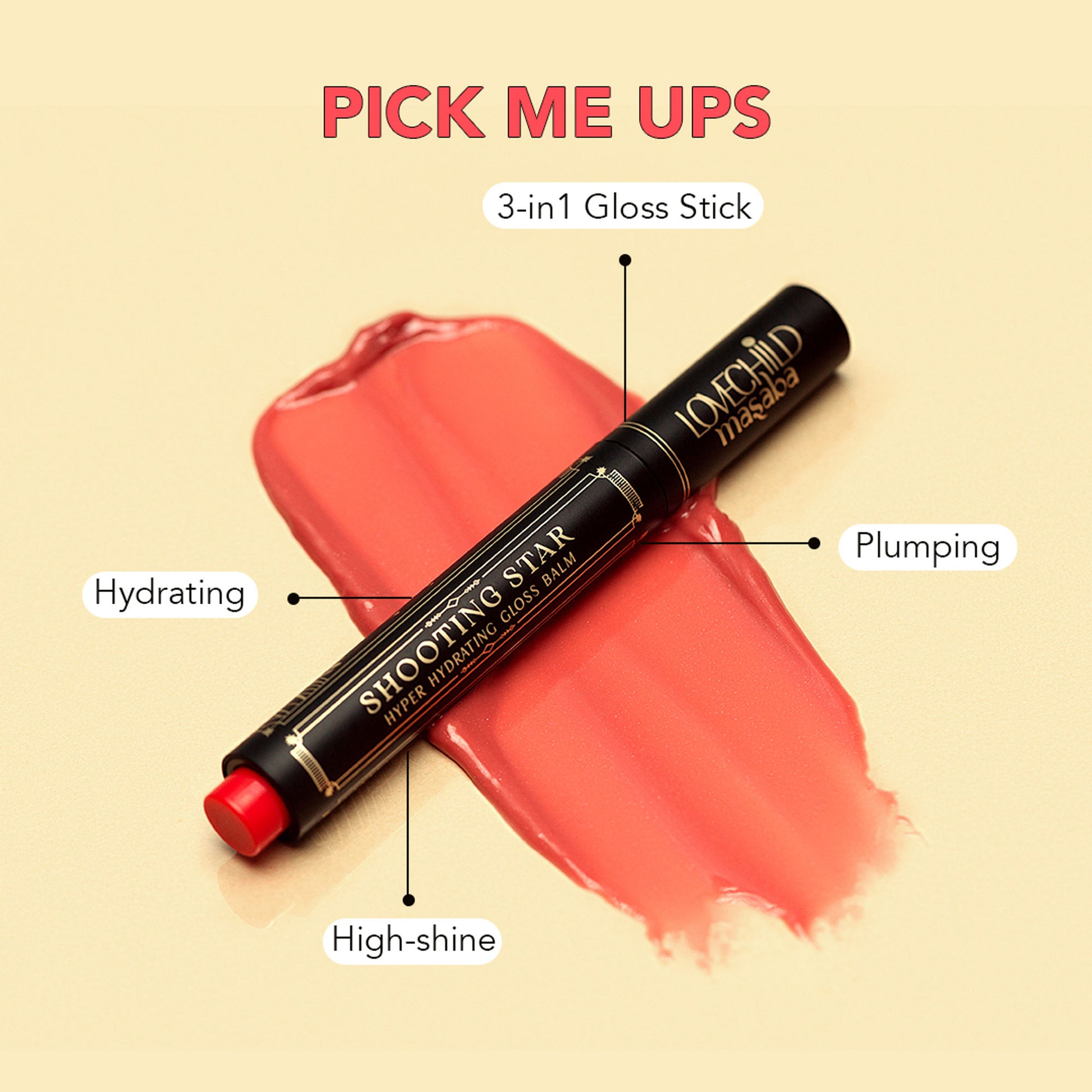 LoveChild Masaba Shooting Star Hyper Hydrating Gloss Balm, Enriched with Peptides, Shea Butter & Jojoba Oil - Moon Walk