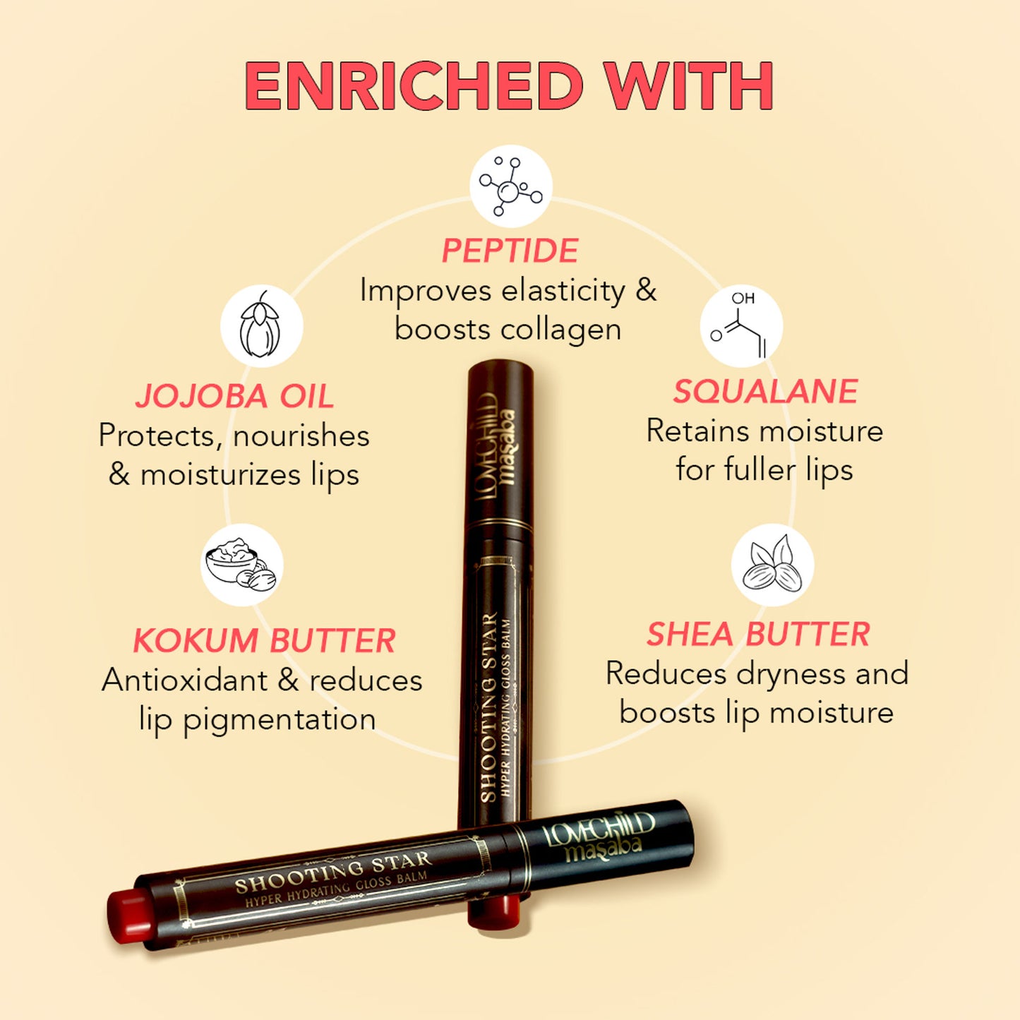 LoveChild Masaba Shooting Star Hyper Hydrating Gloss Balm, Enriched with Peptides, Shea Butter & Jojoba Oil - Moon Walk