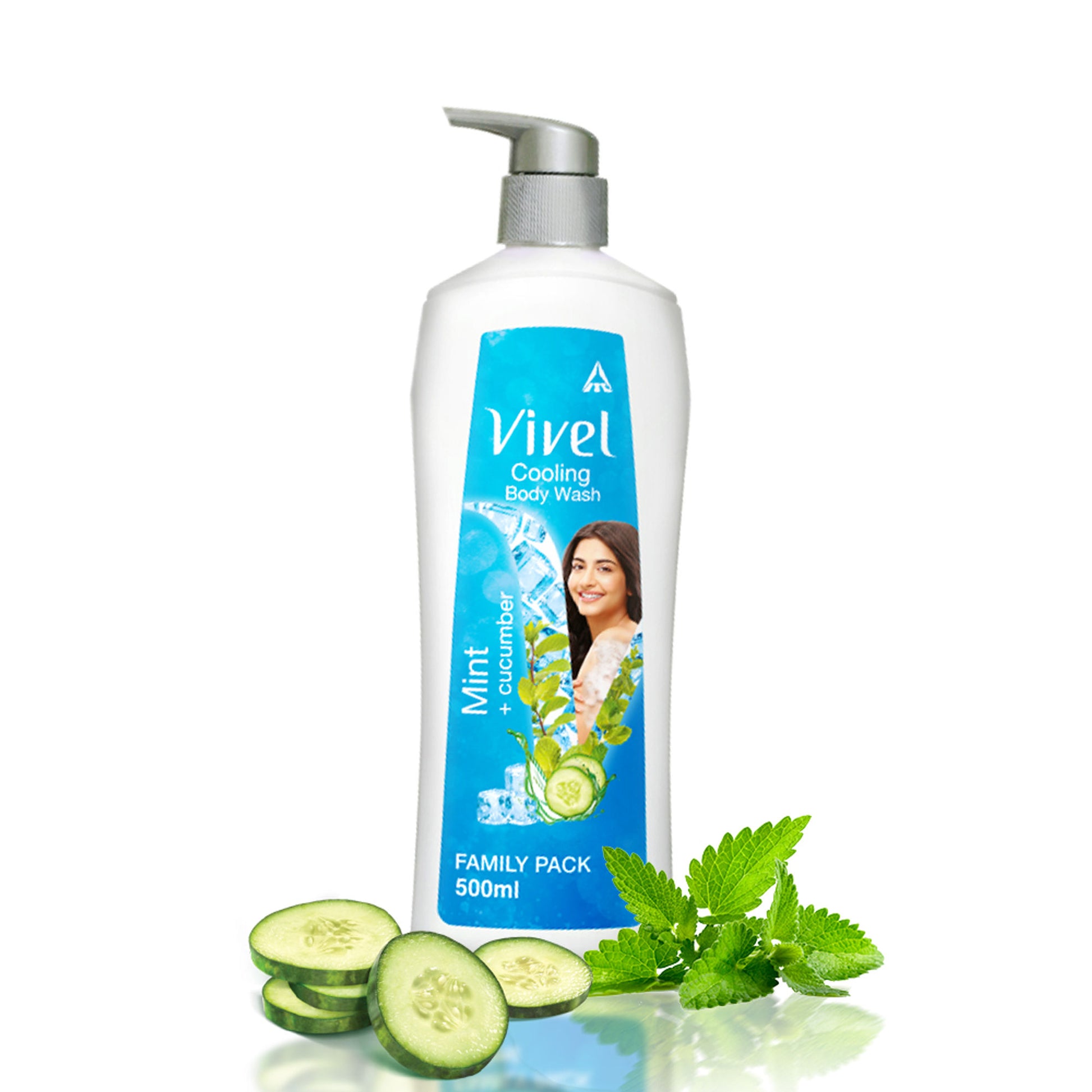 Vivel Refreshing Cooling Body Wash Mint & Cucumber Pump Bottle Shower Gel