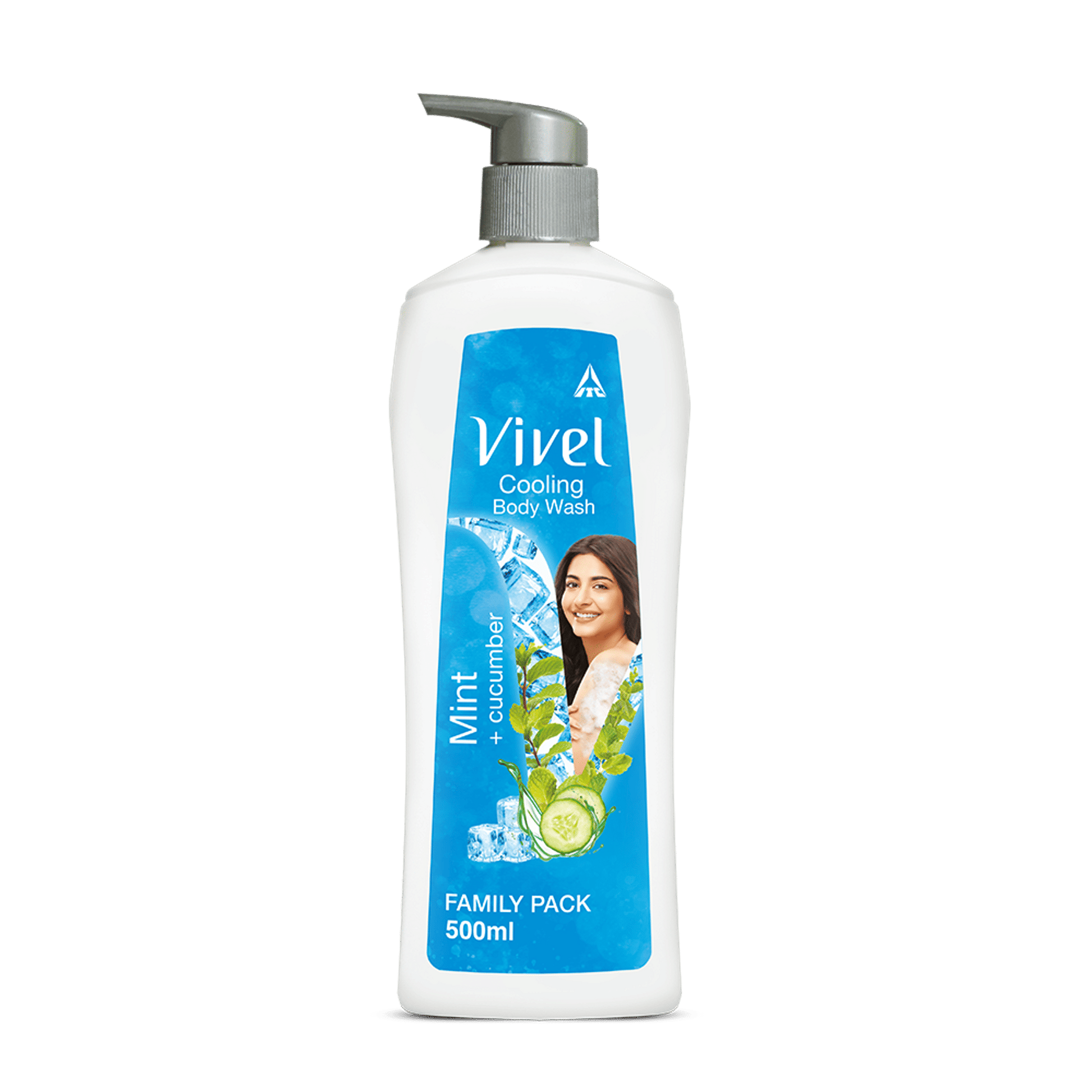 Vivel Refreshing Cooling Body Wash Mint & Cucumber Pump Bottle Shower Gel