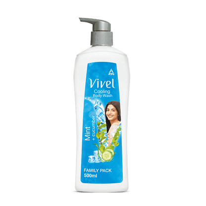 Vivel Refreshing Cooling Body Wash Mint & Cucumber Pump Bottle Shower Gel