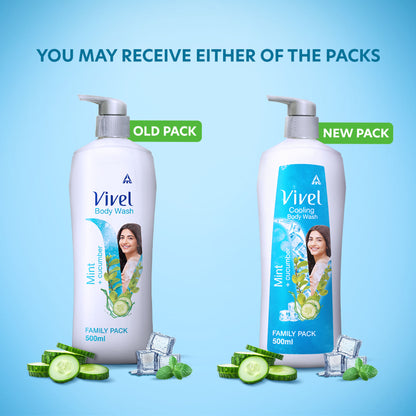 Vivel Refreshing Cooling Body Wash Mint & Cucumber Pump Bottle Shower Gel