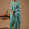Indyancart IE Geometric Printed Sequined Pure Cotton Straight Kurta With Trouser & Dupatta