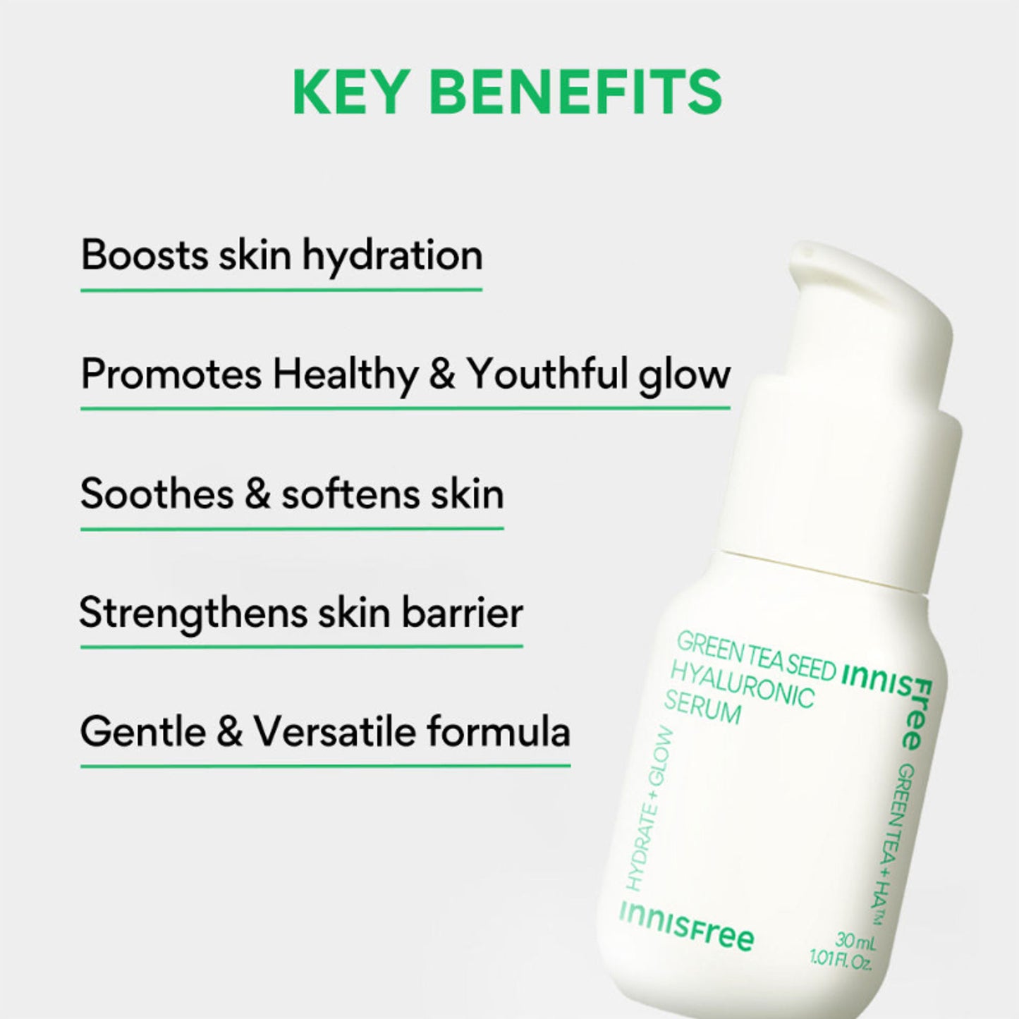 Innisfree Hyaluronic Acid Green Tea Seed Serum For Glowing & Hydrated Skin