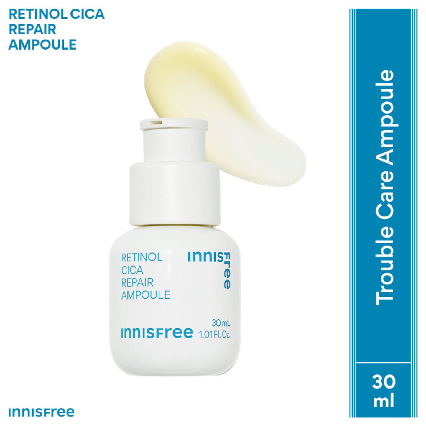 Innisfree Retinol Cica Repair Ampoule With Hyaluronic Acid, Reduces Skin Blemishes - Sensitive Skin