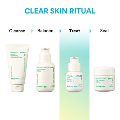 Innisfree Retinol Cica Repair Ampoule With Hyaluronic Acid, Reduces Skin Blemishes - Sensitive Skin