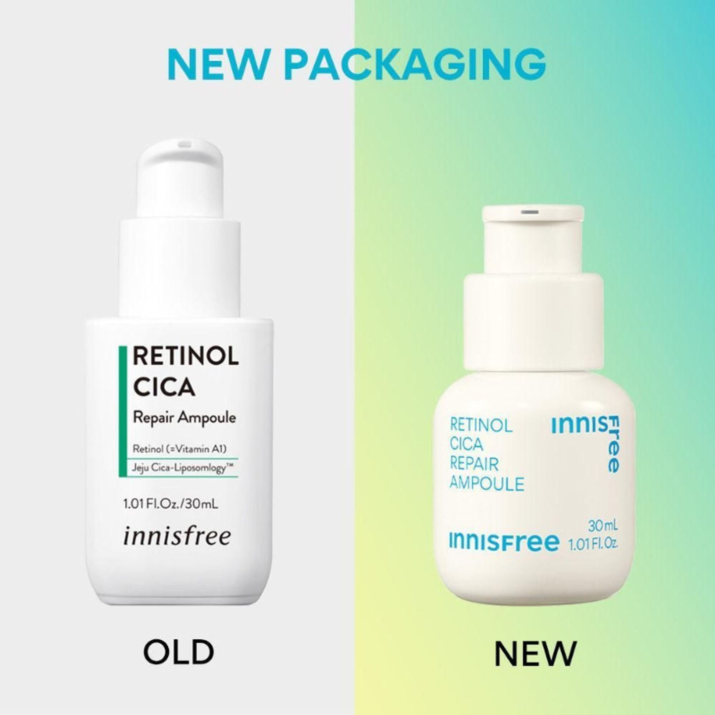 Innisfree Retinol Cica Repair Ampoule With Hyaluronic Acid, Reduces Skin Blemishes - Sensitive Skin
