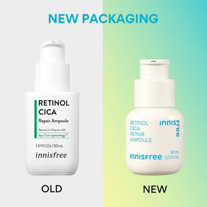 Innisfree Retinol Cica Repair Ampoule With Hyaluronic Acid, Reduces Skin Blemishes - Sensitive Skin