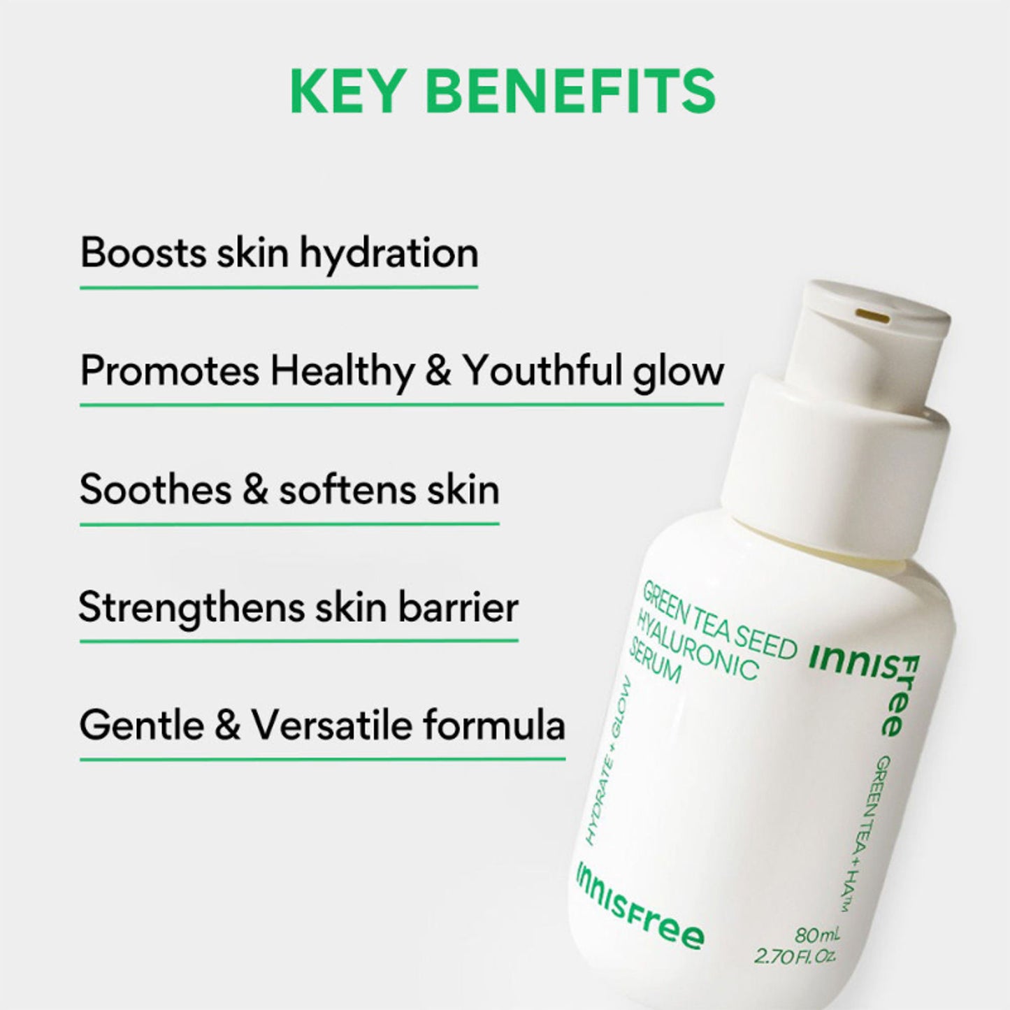 Innisfree Hyaluronic Acid Green Tea Seed Serum For Glowing & Hydrated Skin