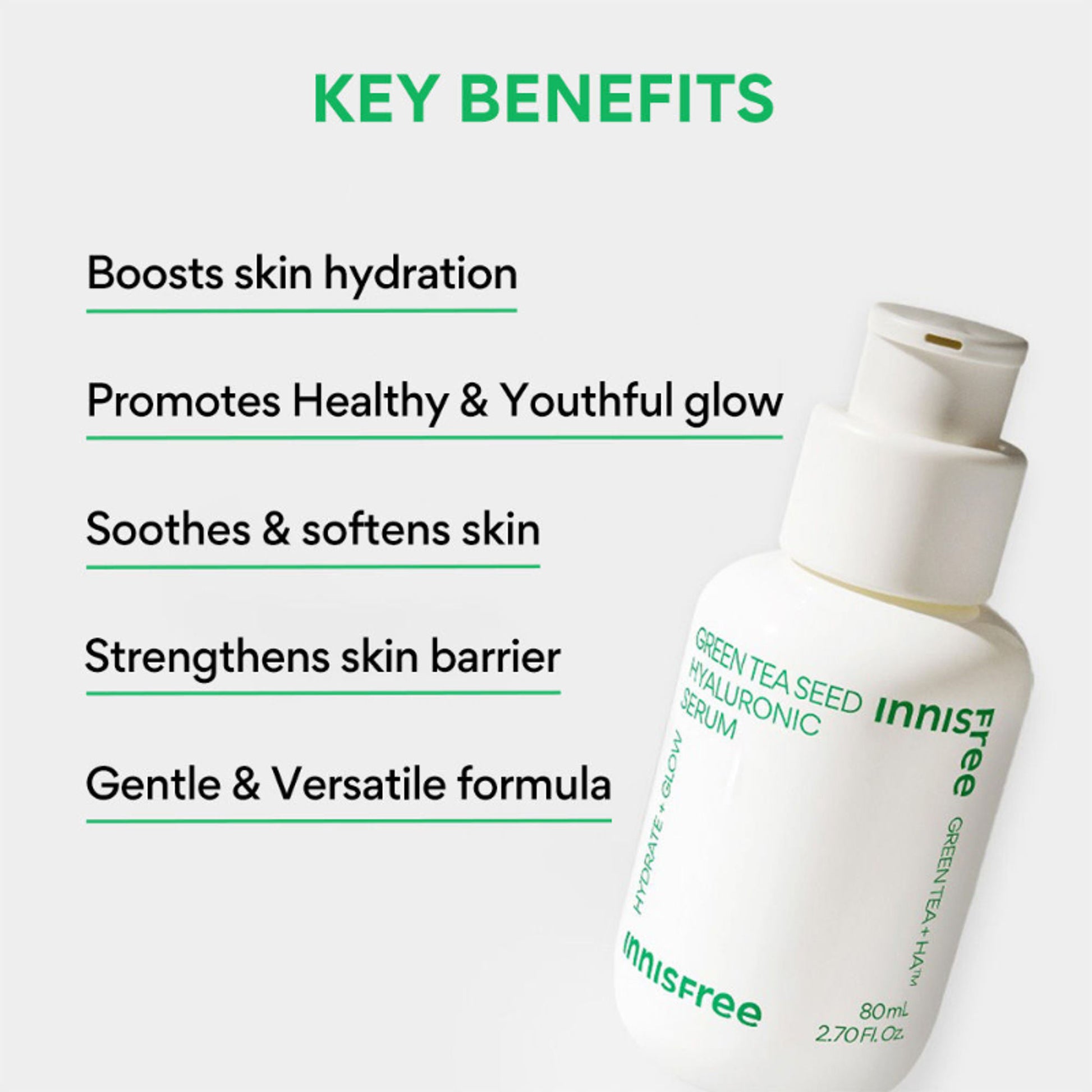 Innisfree Hyaluronic Acid Green Tea Seed Serum For Glowing & Hydrated Skin