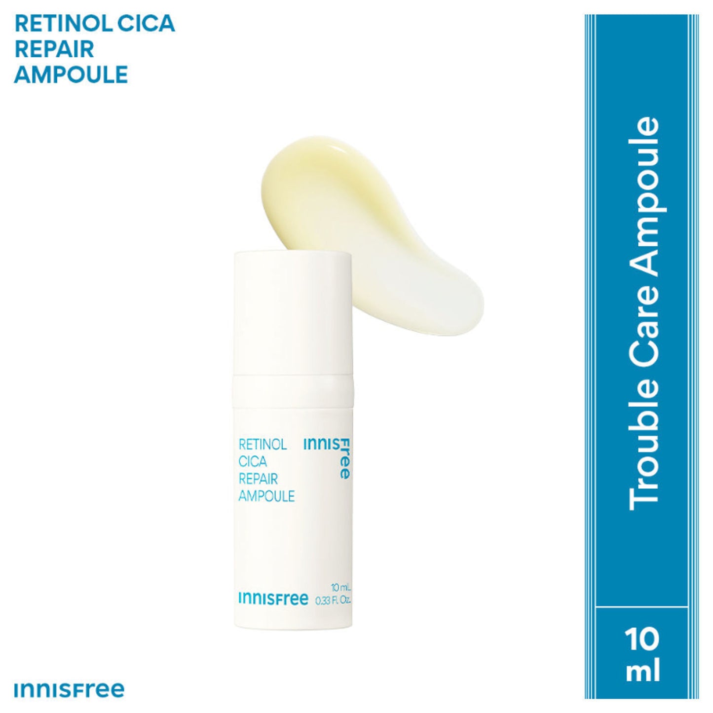 Innisfree Retinol Cica Repair Ampoule With Hyaluronic Acid, Reduces Skin Blemishes - Sensitive Skin