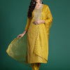 Dhiyona IE Women Leheriya Embroidered Sequinned Chanderi Silk Kurta With Trousers & Dupatta