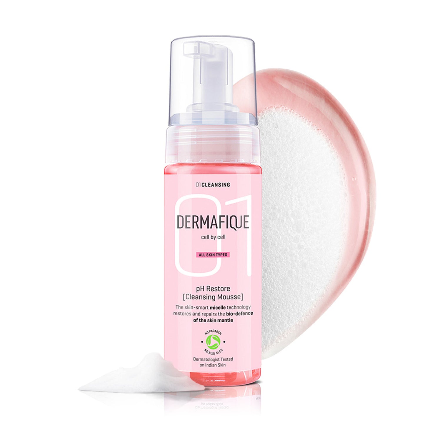 Dermafique pH Restore Foaming Mousse, Mild & Gentle Face Wash, Amino Acids, Glycerine
