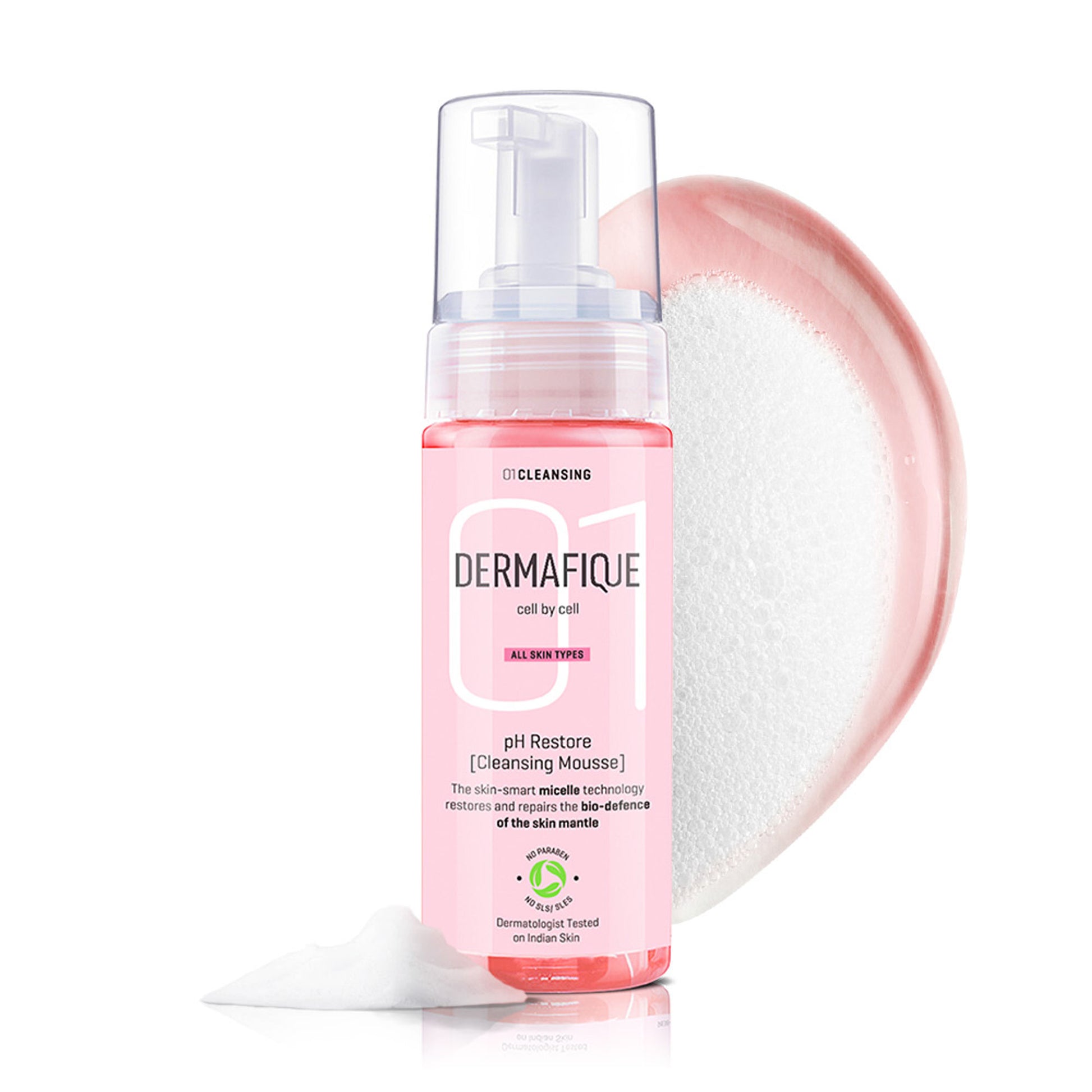 Dermafique pH Restore Foaming Mousse, Mild & Gentle Face Wash, Amino Acids, Glycerine
