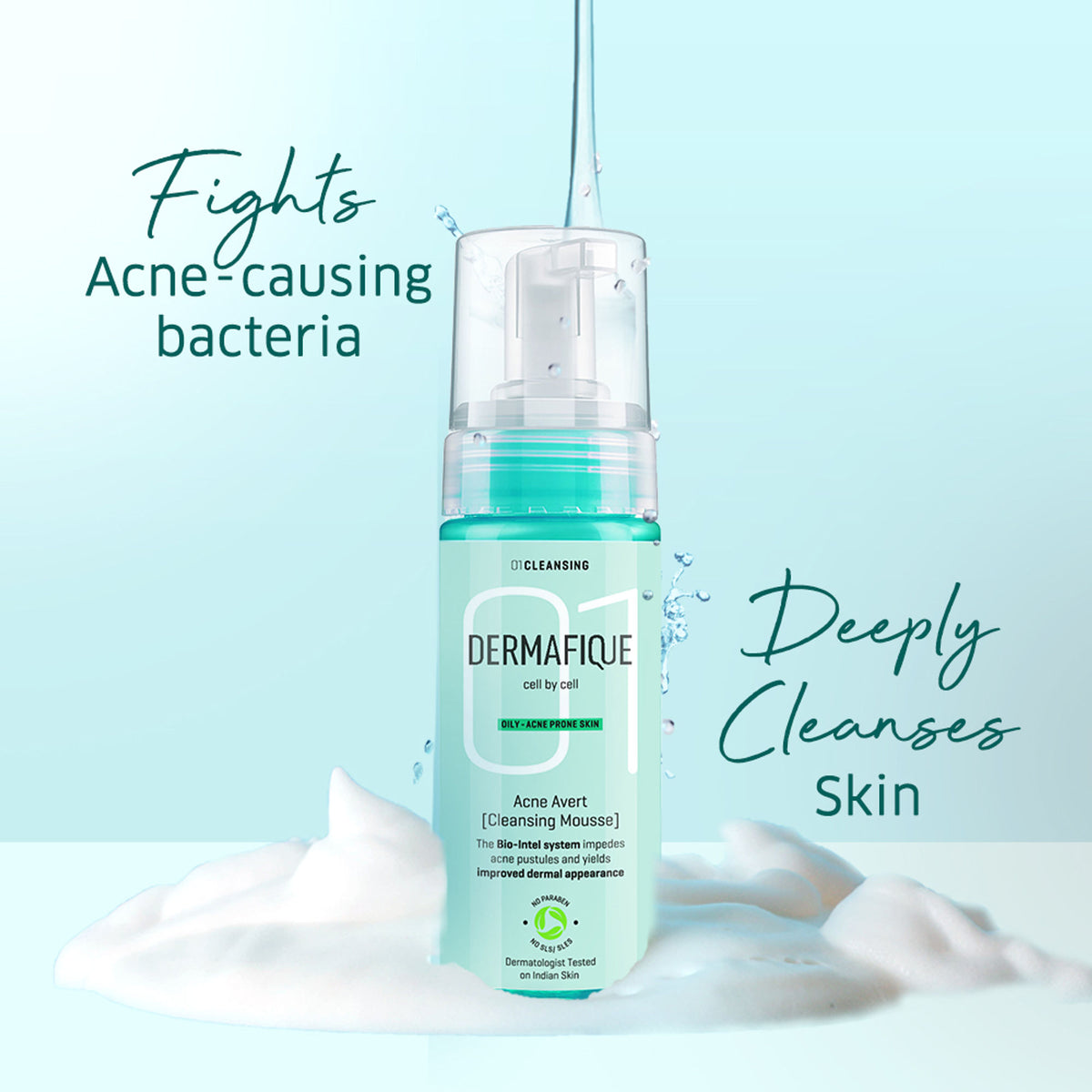 Dermafique Acne Cleansing Mousse Facewash With Salicylic Acid & Niacinamide - Disrupts Biofilm