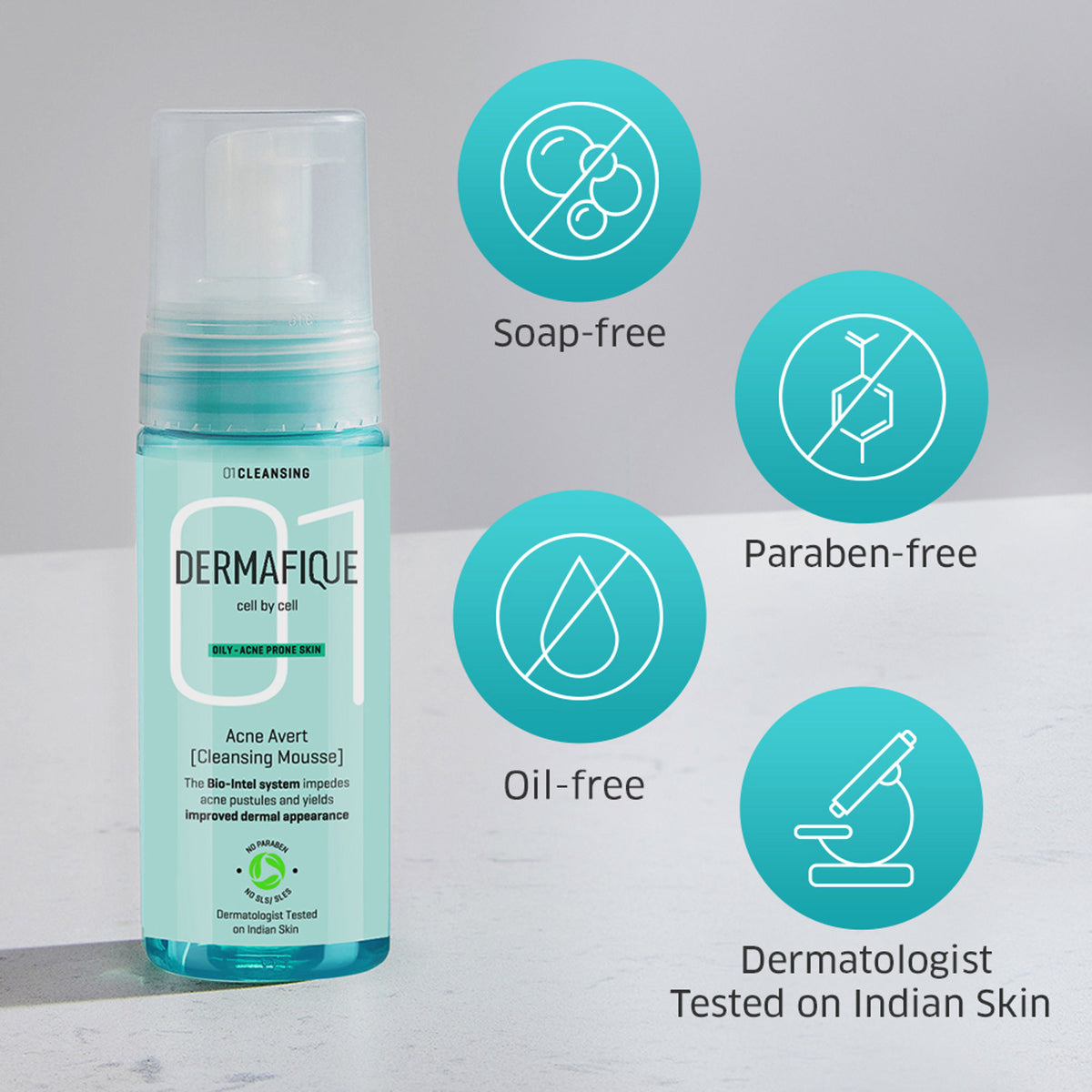 Dermafique Acne Cleansing Mousse Facewash With Salicylic Acid & Niacinamide - Disrupts Biofilm