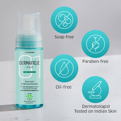 Dermafique Acne Cleansing Mousse Facewash With Salicylic Acid & Niacinamide - Disrupts Biofilm