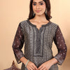 Dhiyona VA Women'sEthnic motifs Printed Chanderi Silk Straight Kurta with Trousers & Dupatta