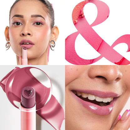 Blue Heaven Hydrating Lip Balm in Dusty Rose, SPF 50 PA+++, with jelly and butter texture for moisturizing lips.