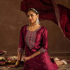 Dhiyona IE Ethnic Motifs Embroidered Thread Work Straight Kurta with Trousers & Dupatta