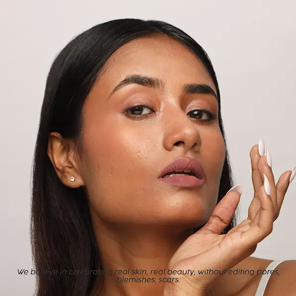 House of Makeup Face Anything Luminous Skin Tint in M15 Medium for glass skin, showing a close-up of the smooth, glowing complexion.