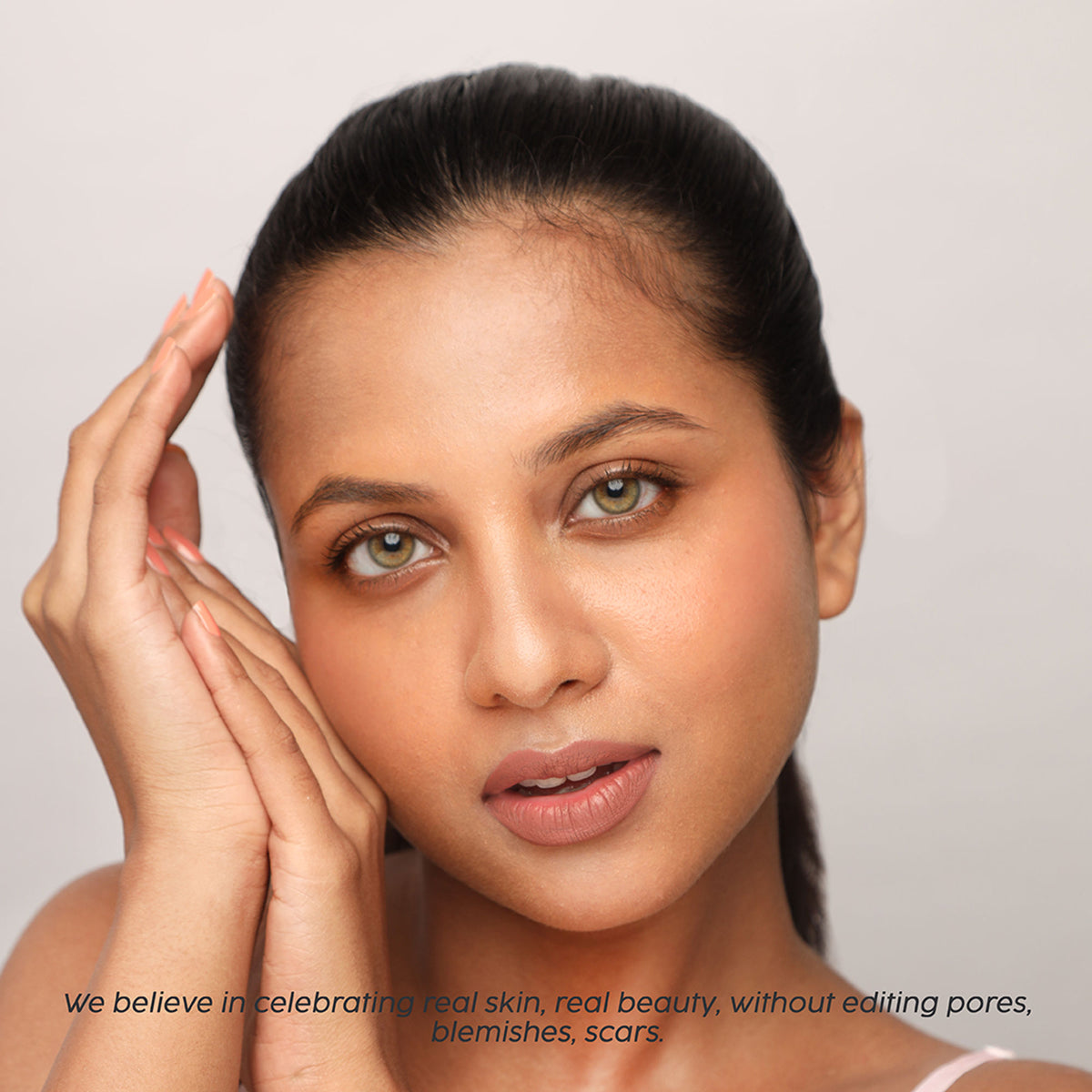 House of Makeup Face Anything Luminous Skin Tint in M05 Medium for glass skin look, with a smooth, luminous finish on the face.