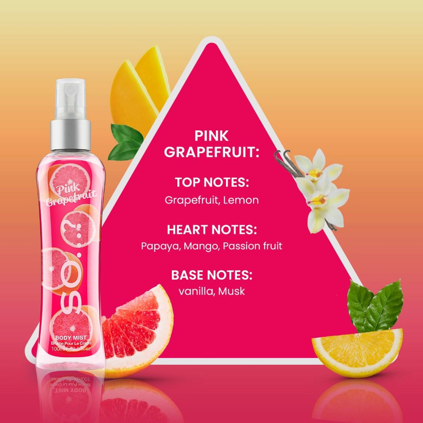 SO... Fragrance Pink Grapefruit Body Mist Fragrance Spray For Her