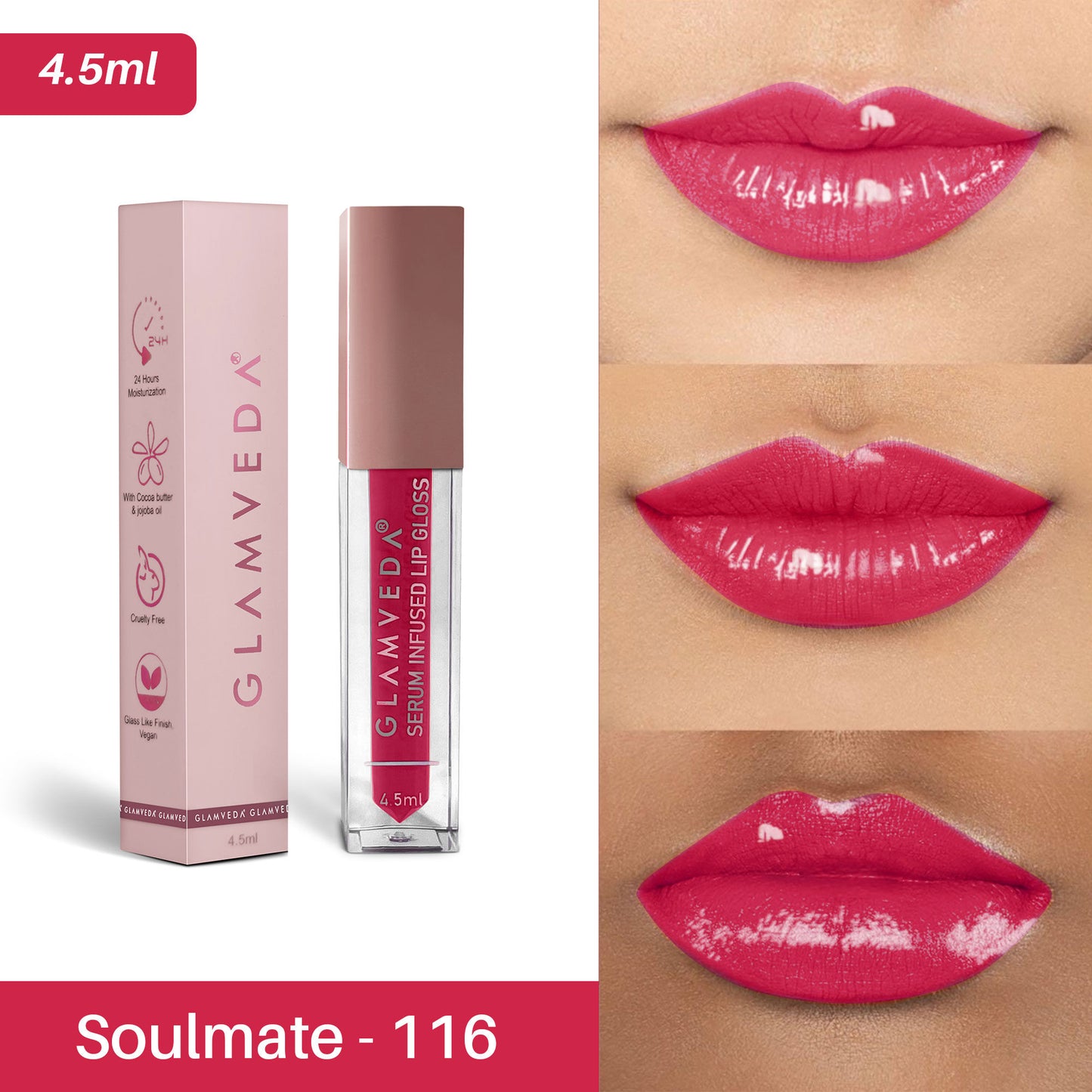 Glamveda High Shine Serum Infused Lip Gloss - Soulmate