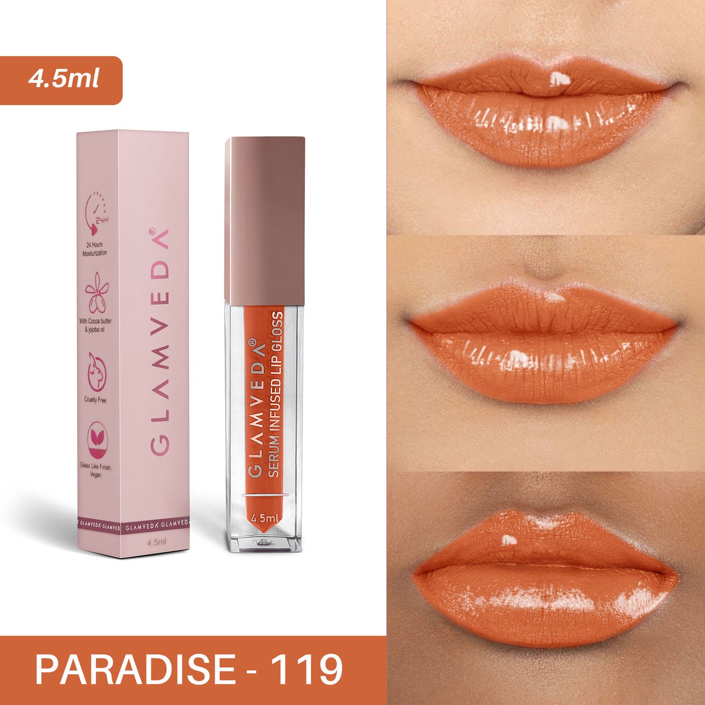 Glamveda High Shine Serum Infused Lip Gloss - Paradise