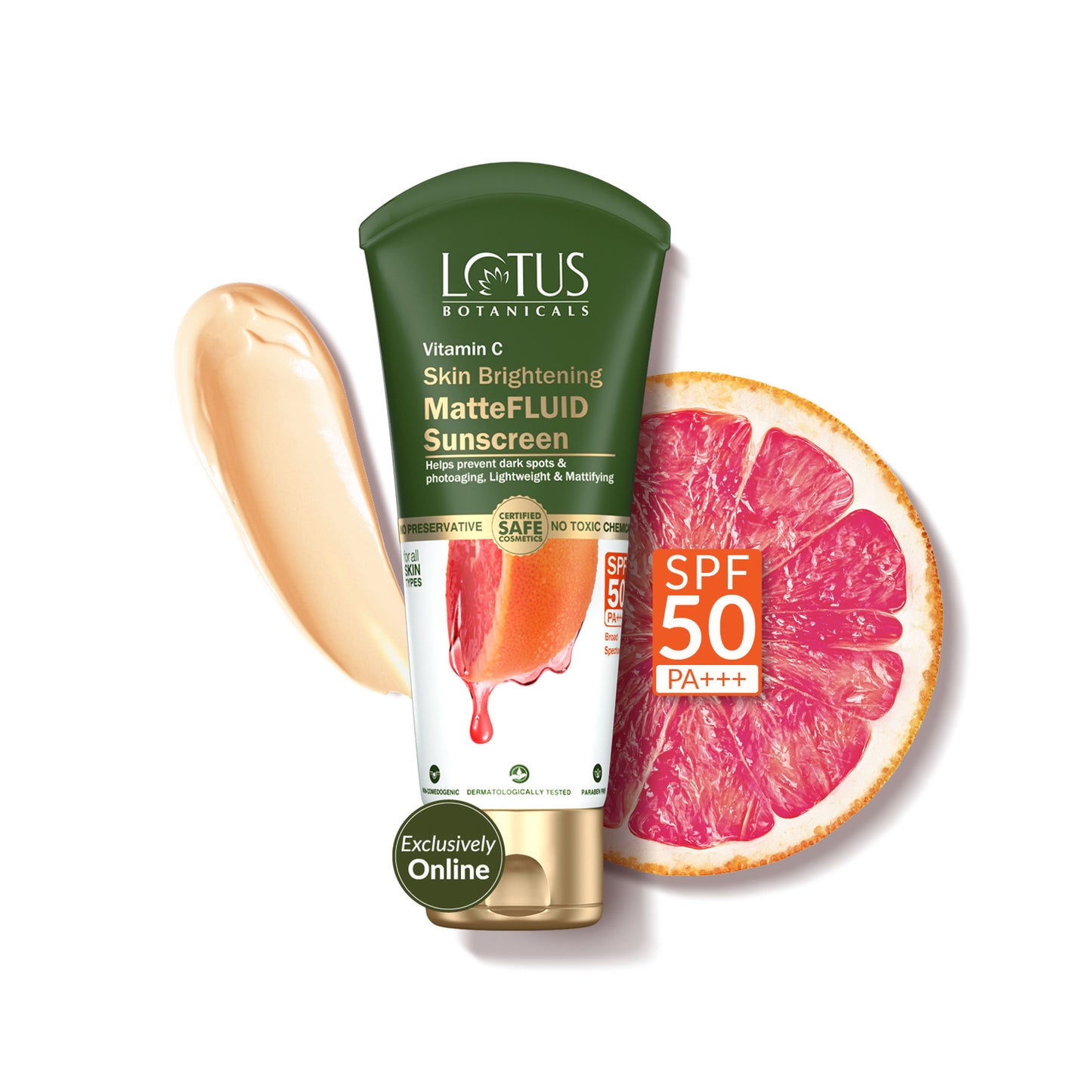 Lotus Botanicals Vitamin C Skin Brightening Mattefluid Sunscreen SPF 50 & No WhiteCast Formula