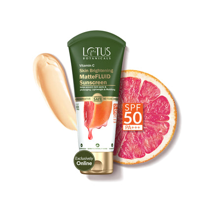 Lotus Botanicals Vitamin C Skin Brightening Mattefluid Sunscreen SPF 50 & No WhiteCast Formula