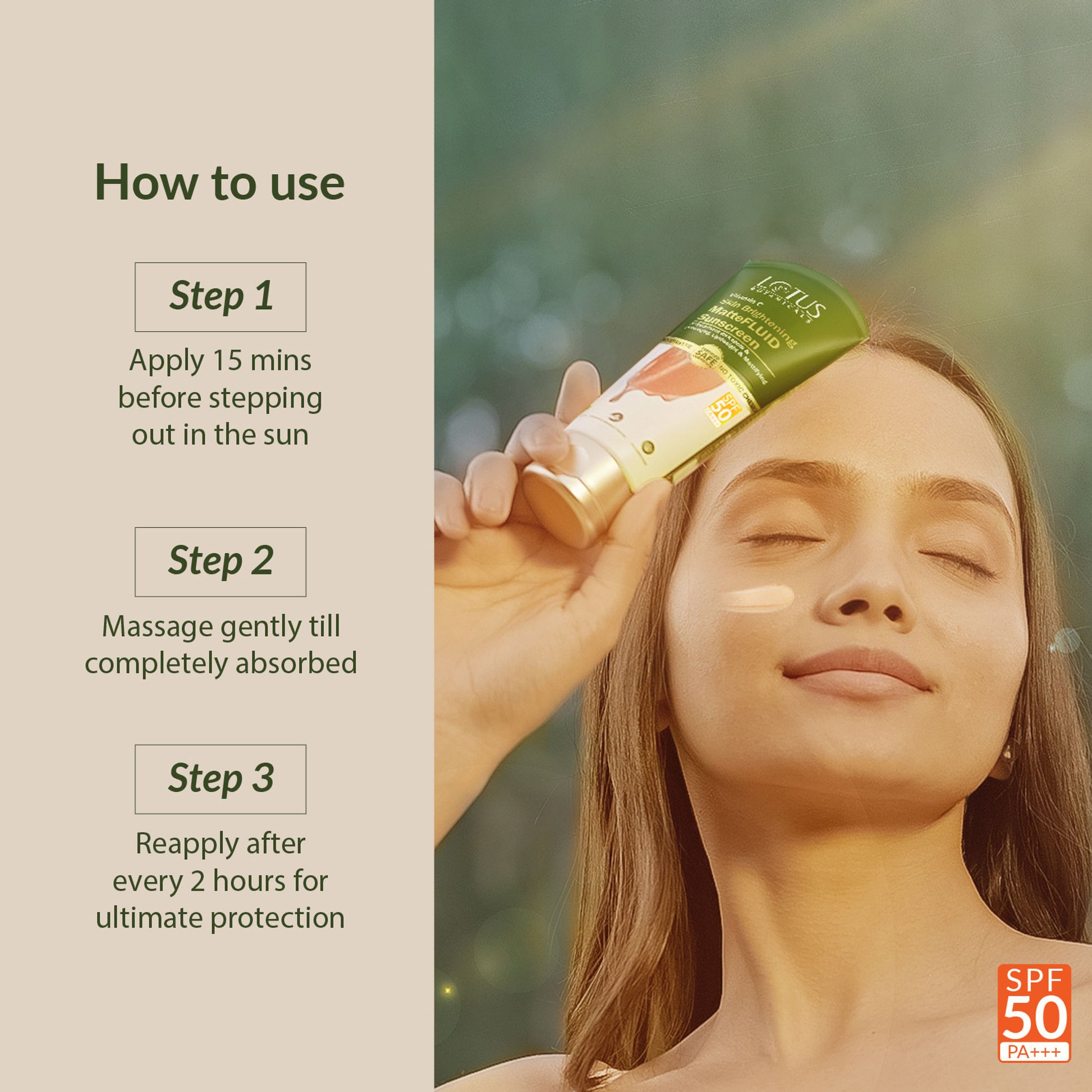 Lotus Botanicals Vitamin C Skin Brightening Mattefluid Sunscreen SPF 50 & No WhiteCast Formula