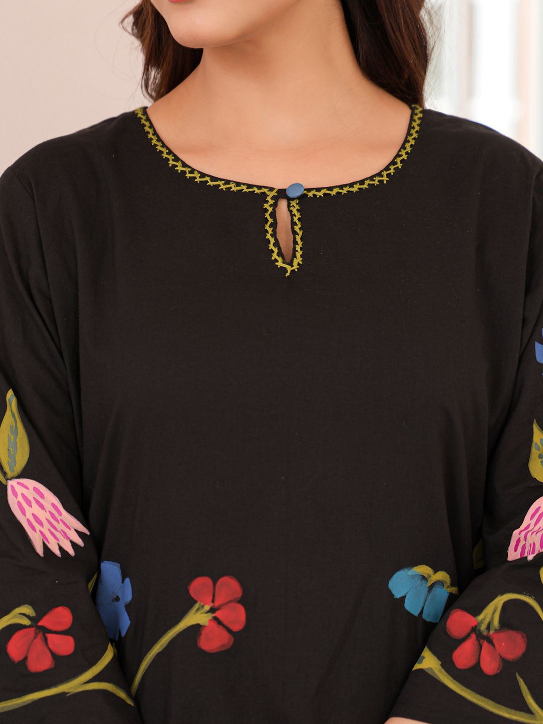 Floral Printed Pure Cotton Kurta With Trousers