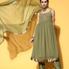 Indyancart VA Women'sSelf Design Empire Kurta With Trousers & Dupatta