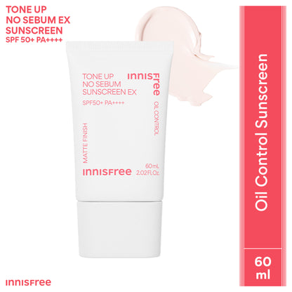 Innisfree Tone Up No Sebum Sunscreen EX SPF 50+ PA++++ For Oil Control - Matte Finish