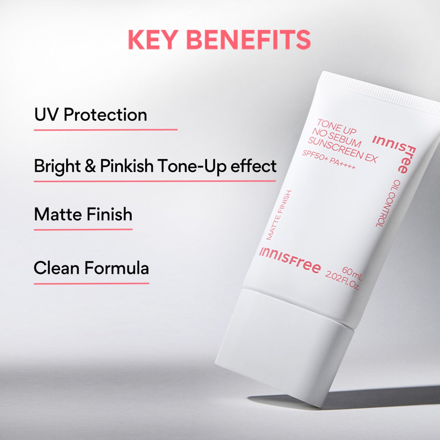 Innisfree Tone Up No Sebum Sunscreen EX SPF 50+ PA++++ For Oil Control - Matte Finish
