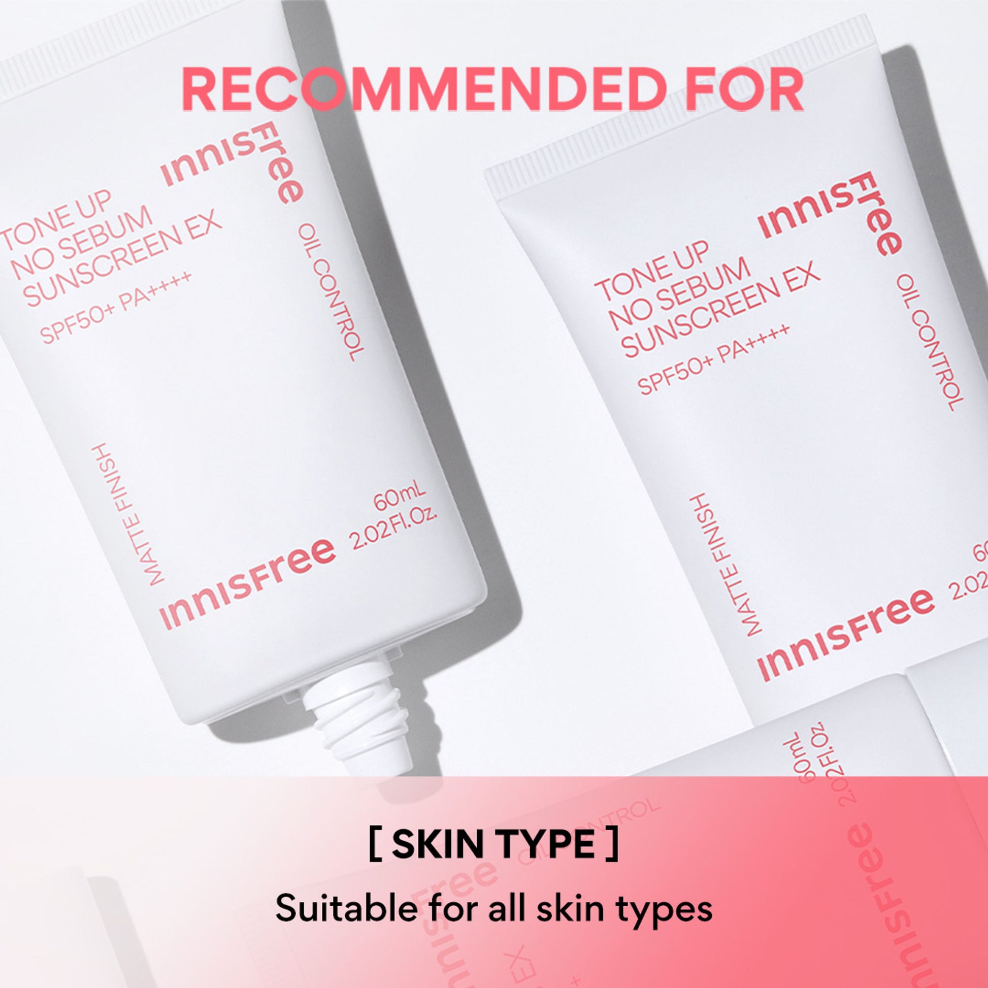 Innisfree Tone Up No Sebum Sunscreen EX SPF 50+ PA++++ For Oil Control - Matte Finish