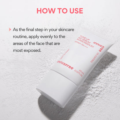 Innisfree Tone Up No Sebum Sunscreen EX SPF 50+ PA++++ For Oil Control - Matte Finish