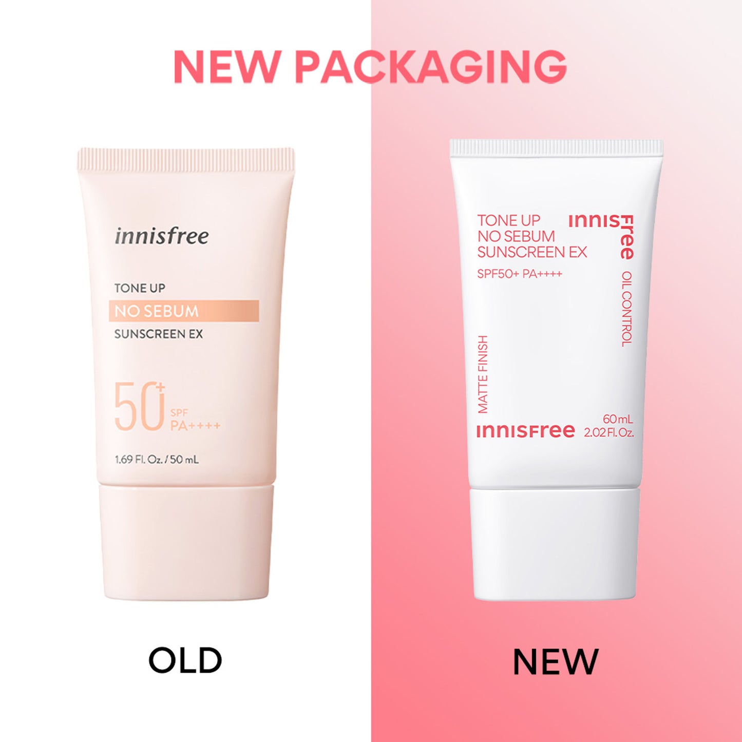 Innisfree Tone Up No Sebum Sunscreen EX SPF 50+ PA++++ For Oil Control - Matte Finish